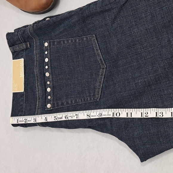 Michael Kors Sausalito Bootcut Jeans | Studded Low Rise Dark Wash | 12P NWT - Picture 4 of 10